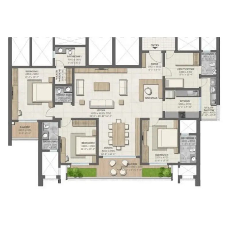 Sobha Aranya 3 BHK Floor Plan