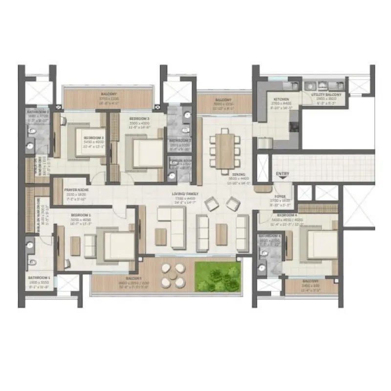 Sobha Aranya 4 BHK Floor Plan